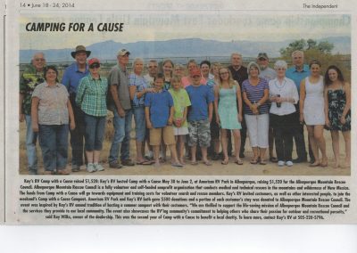 Article from The Independent Newspaper "Camping for a Cause"